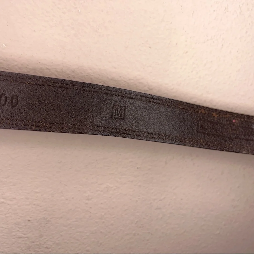Y2K Vintage Fossil Medium Mens Brown Leather Belt Brass Buckle Classic